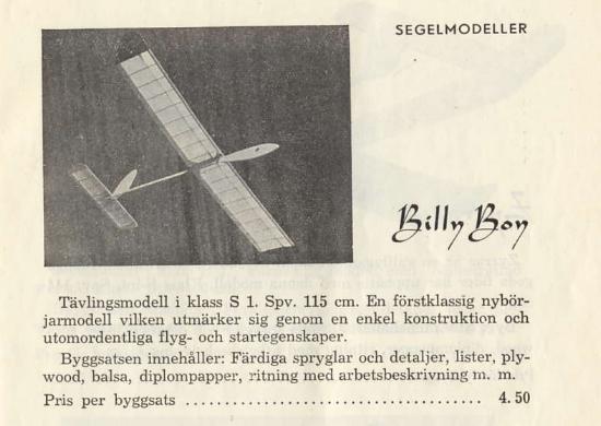 foto: Ur Norrlands Modellflygindustris katalog 1951